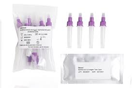 A nasal swab is used to collect the specimen from a patient suspected of having covid‑19. Sars Cov 2 Antigen Rapid Tests