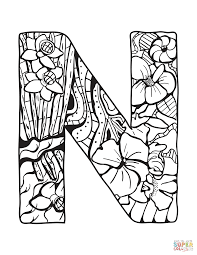 Welcome back the warm weather with these spring coloring sheets. Letter N Zentangle Coloring Page Free Printable Coloring Pages Mandala Coloring Pages Alphabet Coloring Pages Coloring Letters
