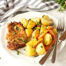 Easy Pork Chop Sheet Pan Dinner The Busy Baker Easy Pork Chops Easy Pork Sheet Pan Dinners