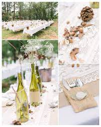 Vintage Wedding Ideas Rustic Wedding Ideas Acorns And Pinecones Wine Bottle Vases Burlap An Backyard Wedding Country Wedding Decorations Rustic Wedding