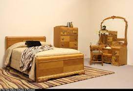 Art Deco 1940 Waterfall 4 Pc Bedroom Set Full Size Bed Art Deco Bedroom Furniture Full Size Bedroom Furniture Waterfall Furniture
