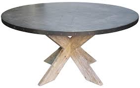 Hayward Zinc Top Round Dining Table With X Base 60 Round Dining Table Dining Table Metal Dining Table