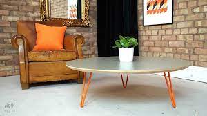 This is an easy and inexpensive project and you could customize it with whatever stain. Flote Round Hairpin Leg Coffee Table Wide Variety Of Colours Including Birch Plywood Blue Green Orange W In 2021 Coffee Table Legs Cool Coffee Tables Coffee Table