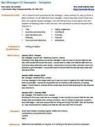 bar manager cv example cv examples