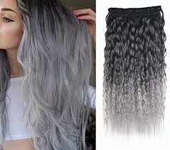 Subtle silver ombre hair has become a trendy style, which continues to look so chic. 22 Curly Off Black To Silver Grey Two Colors Ombre Hair Extensions One Piece Full Head Hair Weft Rhs606 Buy Online In Gibraltar At Desertcart Productid 28694821