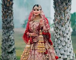 Image of Royal red lehenga with minimalist aesthetic