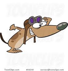A smiling hot dog cartoon character at the movies, wearing 3d glasses and holding popcorn and candy a happy smiling hot dog cartoon character dressed as uncle sam and pointing at you a smiling hot dog baseball player cartoon character with a bat, cap and catchers mitt Cartoon Brown Pilot Dog Wearing Goggles And Peering Excitedly To The Right 56248 By Ron Leishman