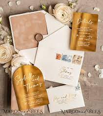 Arch Golden Acrylic Wedding Invitation Suite Luxury Taupe - Etsy