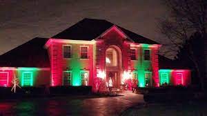 Here Is What A Landscape Lighting System Looks Like With Colored Led Bulbs For The Holidays Landscape Lighting Outdoor Landscaping Outdoor Landscape Lighting