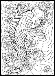 Koi Doodle Geometric Coloring Pages Abstract Coloring Pages Fish Coloring Page