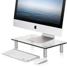 Shop for large black glass tv television computer monitor stand shelf riser plinth (for ps3/ps4, nintendo wii, *some* sky or freeview box, etc) and other kitchen in ireland with shop. Amazon Com Fitueyes Monitor Stand Adjustable Glass Computer Monitor Riser Clear Desktop Stand For Laptop Tv Computer Screen Desk Organization Office Supplies Dt103801gc Office Products