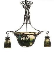 Muller Freres Luneville Paysage Alpestre Rare Suspension En Verre Multicouche A Vasque Profonde Et Evasee Et A Art Nouveau Verre Art Deco Suspension Verre