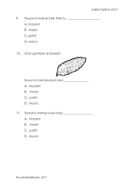 Sains Tahun 1 Pksr 1 Kertas 1 2017 Fails Worksheets Paper