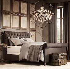 Chesterfield Upholstered Sleigh Bed Without Footboard In Army Duck Charcoal Restoration Hardware Bedroom Home Upholstered Sleigh Bed