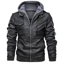 Jamickiki New Outdoor Fashion Mens Pu Leather Thin Motorcycle Jacket Coat 2 Colors Wish Leather Jacket Hoodie Leather Jacket Men Leather Jacket Black