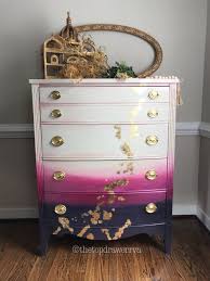 Ombre Dresser Pink Ombre Purple Ombre Gold Leaf Gold Leaf Furniture Painted Furniture Decor
