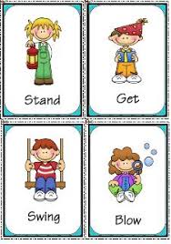 In the printable flashcards file you'll find the following english verbs with colorful images describing them: Irregular Verbs Elementary Flashcards