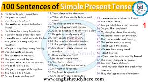 English Simple Present Tense Examples 100 Sentences Of