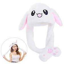 Gkanmore Funny Rabbit Ear Hat Can Move Cute Soft Plush Bunny Hat Cap For Women Girls White Women Novelty Clothing N Funny Rabbit Bunny Plush Bunny Hat