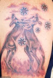 Cross tattoo with skull design in it and looking very beautiful on thigh of a women. From A Bunning S Sausage Sandwich To A Vb And Smokos Are These The Most Australian Tattoos Ever Daily Mail Online