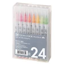 Kuretake Clean Color Real Brush Watercolour Brush Pens Set Of 24 Colours