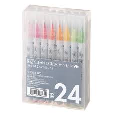 kuretake clean color real brush watercolour brush pens set of 24 colours