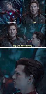 Stark's penthouse, where peter meets a strange man. Tony Peter Quill Peter Thor Infinity War Marvel Comics