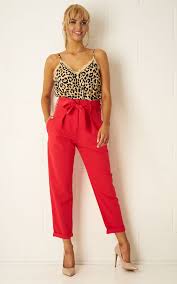 Camila Red High Waist Cropped Trousers By Love Frontrow