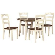 Save big with macy's card · earn on every purchase · curbside pickup Signature Design By Ashley Brookfield 5 Piece Round Drop Leaf Table Set Crowley Furniture Mattress Dining 5 Piece Sets