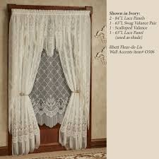 Royal french seamless floral ornament for fabric, scrapbook page backdrop or interior design. Fleur De Lis Fringed Lace Window Treatment