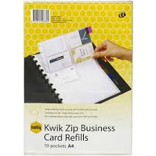 Business cards don't necessarily have to be a traditional rectangle. Marbig Kwik Zip Business Card Book Refill 10 Pack Officeworks
