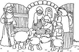 De herders gaan direct naar jezus. Kerst Kleurplaat Herders Kinderbijbel Knutselen Bijbelknutselwerk Winterknutsels