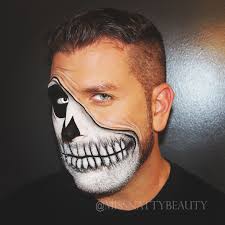 Halloween Makeup Men Half Skeleton Skull Scary Peel Face Costume Ideas Face Painting Halloween Halloween Skeleton Makeup Half Skull Face