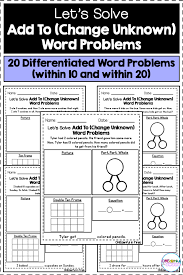 Practice solving more challenging word problems with addition and subtraction. Add To Change Unknown Word Problems Within 10 And Within 20 Word Problems Subtraction Word Problems First Grade Math