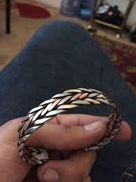 Welding Bracelet For Welder Mens Jewelry Bracelet Silver Braided Bracelet Mens Copper Bracelet