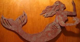Large Mermaid Rustic Metal Sculpture Art Nautical Wall Beach Sign Home Decor New Nautical Art Metal Art Sculpture Rustic Metal Wall Art