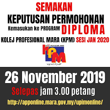 Garis panduan klik disini semakan keputusan permohonan kemasukan ke program asasi kolej mara (km) sesi 2021/2022. Perkongsian Halatuju Kerjaya Kaunseling Cinta Orang Kelainan Upaya Semakan Permohonan Program Diploma Kolej Profesional Mara Kpm Sesi Januari 2020