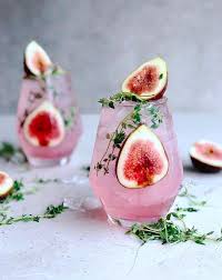 Figetmenot Pink Gin Served With Homemade Lower Sugar Fig Syrup And Sugar Free Tonic Water Garnish With Fresh Figs And Fig Syrup Fancy Drinks Fun Drinks