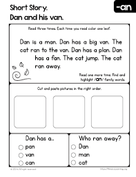 Short Story Dan And His Van Primarylearning Org Word Family Reading Word Families Word Family Worksheets