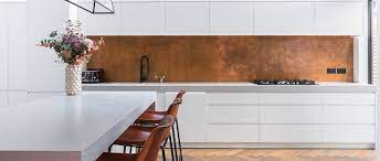 137 Aged Copper Splash Back Kitchen Remodel Small Copper Kitchen Backsplash Contemporary Kitchen
