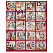 Janet wecker frisch originally created the hungry animal alphabet art as part of a college course assignment. Hungry Animal Alphabet On Red Fabric Panel