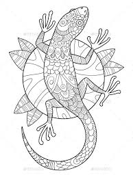 Lizard Coloring Book For Adults Vector Varityskirjat Varitystehtavia Taideopetus