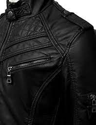 Idarbi Mens Long Sleeve Premium Stand Collar Zip Up Faux Leather Jacket Motoflavour Com Cafe Racer Leather Jacket Leather Jacket Black Faux Leather Jacket
