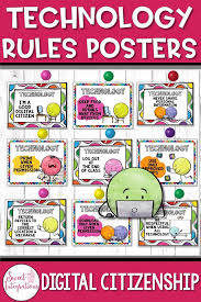 Technology Rules Editable Posters And Activities With Student Contract Elementary Technology Classroom Rules Technology