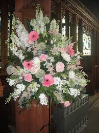 Country Garden Wedding Church Pedestal Arrangement Large Flower Arrangements Flower Arrangement Designs Church Flower Arrangements
