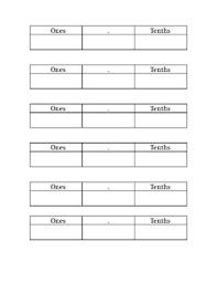 Place Value Fill In Chart Tenths And Hundredths