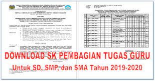 Sk (surat keputusan) pembagian tugas mengajar guru sekolah dasar adalah surat keputusan kepala sekolah untuk mengatur tugas mengajar guru. Download Sk Pembagian Tugas Guru Untuk Sd Smp Dan Sma Tahun 2019 2020 Quadra