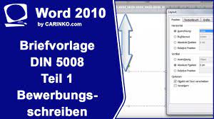 So verwenden sie die deckblatt vorlagen und muster: Erstellung Einer Briefvorlage Brief Din 5008 Teil 1 Bewerbungsschreiben Ms Word Carinko Com Youtube
