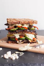 Olerta vegan and vegetarian recipes. Grilled Veggie Sandwich With Pesto Feta Mayo Wholefully