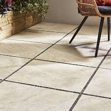Urethane wear layer protects against stains, scuffs and scratches. Quartzite Beige Matt Stone Effect Porcelain Outdoor Floor Tile Pack Of 2 L 600mm W 600mm Diy At B Q